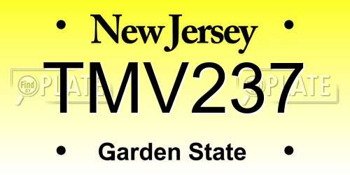 TMV237 New Jersey License Plate