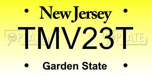 TMV23T New Jersey License Plate