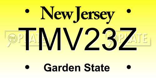 TMV23Z New Jersey License Plate