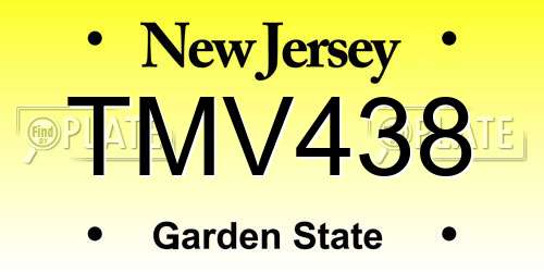 TMV438 New Jersey License Plate