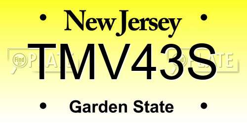 TMV43S New Jersey License Plate