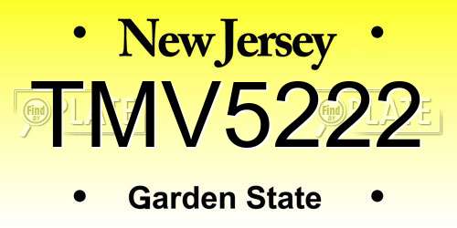 TMV5222 New Jersey License Plate