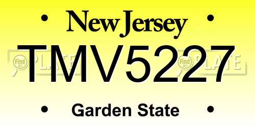 TMV5227 New Jersey License Plate