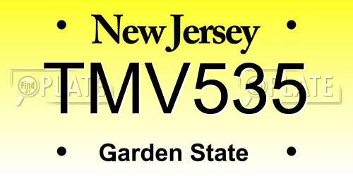 TMV535 New Jersey License Plate