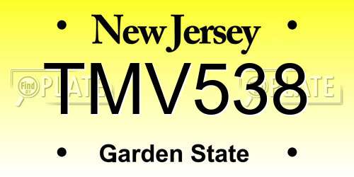 TMV538 New Jersey License Plate