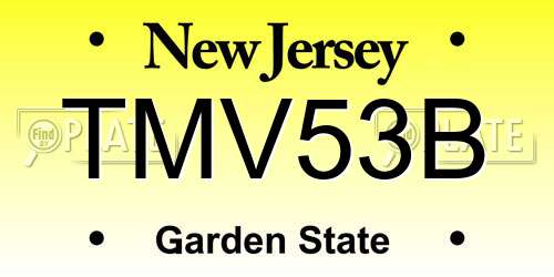 TMV53B New Jersey License Plate