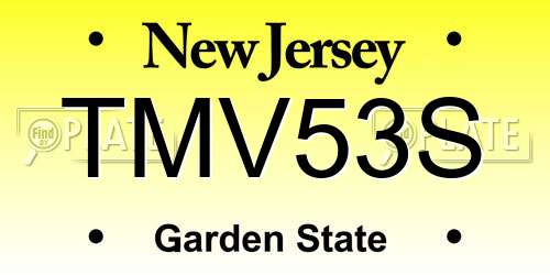 TMV53S New Jersey License Plate