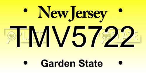 TMV5722 New Jersey License Plate