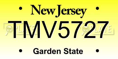 TMV5727 New Jersey License Plate