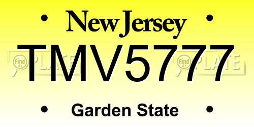 TMV5777 New Jersey License Plate