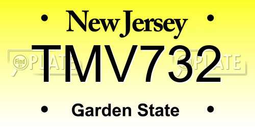 TMV732 New Jersey License Plate