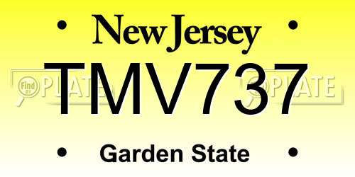 TMV737 New Jersey License Plate