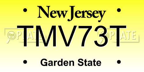 TMV73T New Jersey License Plate
