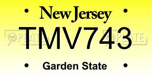 TMV743 New Jersey License Plate