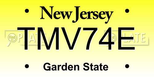 TMV74E New Jersey License Plate