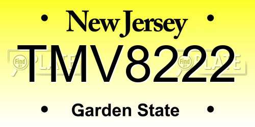 TMV8222 New Jersey License Plate