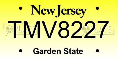 TMV8227 New Jersey License Plate