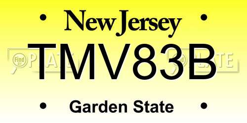 TMV83B New Jersey License Plate