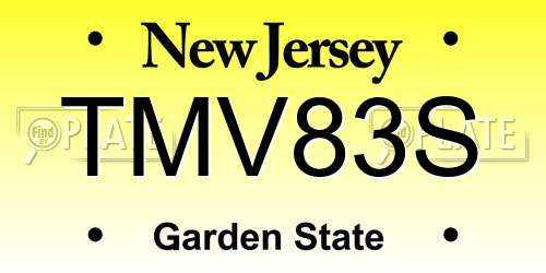 TMV83S New Jersey License Plate