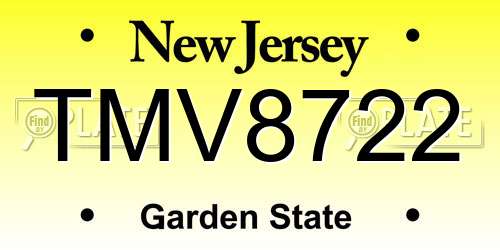 TMV8722 New Jersey License Plate