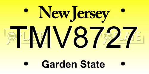 TMV8727 New Jersey License Plate