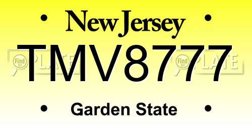 TMV8777 New Jersey License Plate