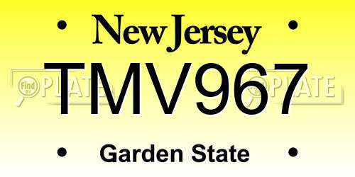 TMV967 New Jersey License Plate
