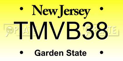 TMVB38 New Jersey License Plate