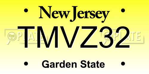TMVZ32 New Jersey License Plate