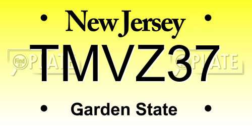 TMVZ37 New Jersey License Plate