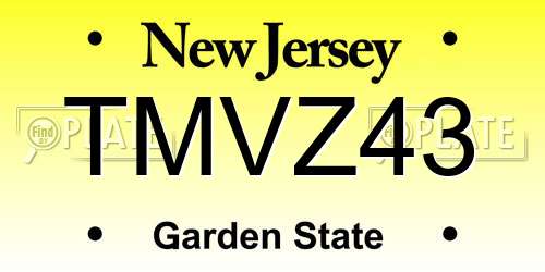 TMVZ43 New Jersey License Plate