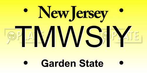 TMWSIY New Jersey License Plate