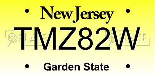 TMZ82W New Jersey License Plate