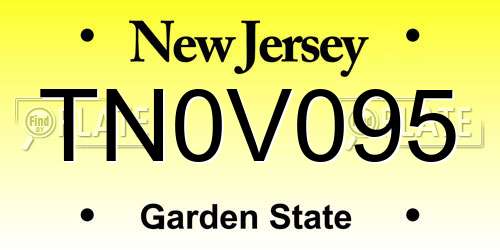 TN0V095 New Jersey License Plate