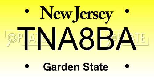 TNA8BA New Jersey License Plate
