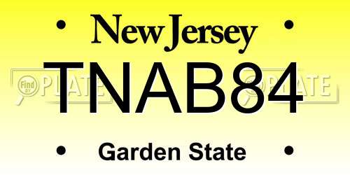 TNAB84 New Jersey License Plate