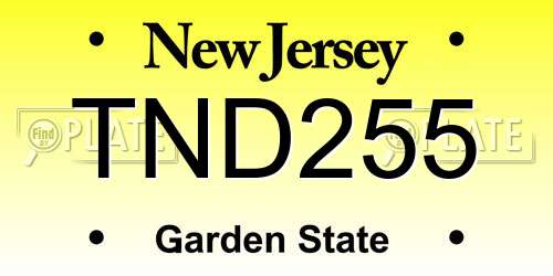 TND255 New Jersey License Plate