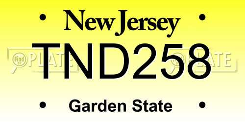 TND258 New Jersey License Plate
