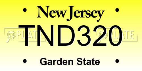 TND320 New Jersey License Plate