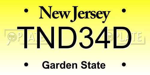 TND34D New Jersey License Plate