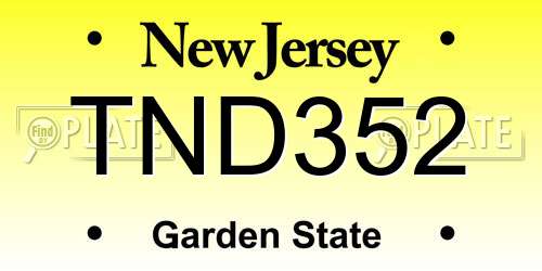 TND352 New Jersey License Plate