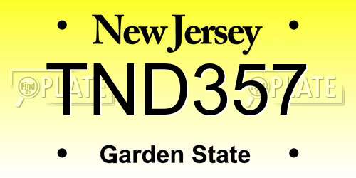 TND357 New Jersey License Plate