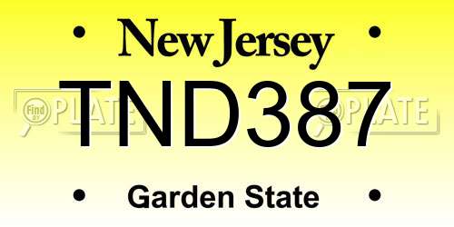 TND387 New Jersey License Plate