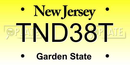 TND38T New Jersey License Plate