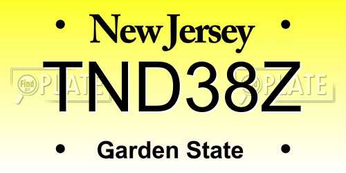 TND38Z New Jersey License Plate