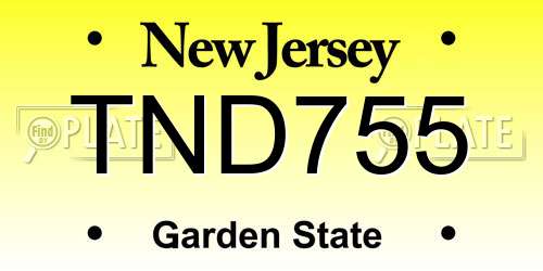 TND755 New Jersey License Plate