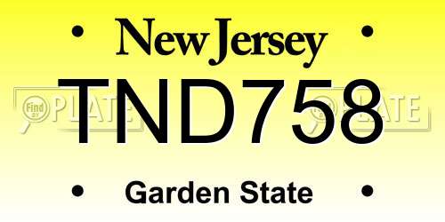 TND758 New Jersey License Plate
