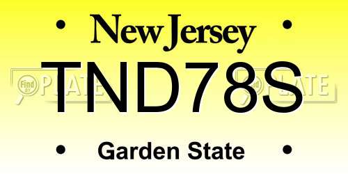 TND78S New Jersey License Plate