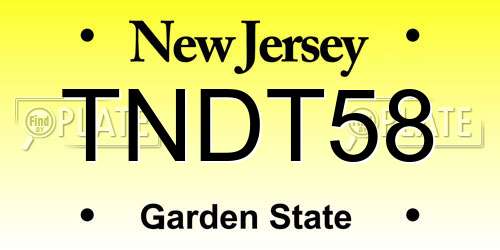 TNDT58 New Jersey License Plate
