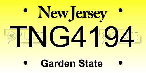 TNG4194 New Jersey License Plate